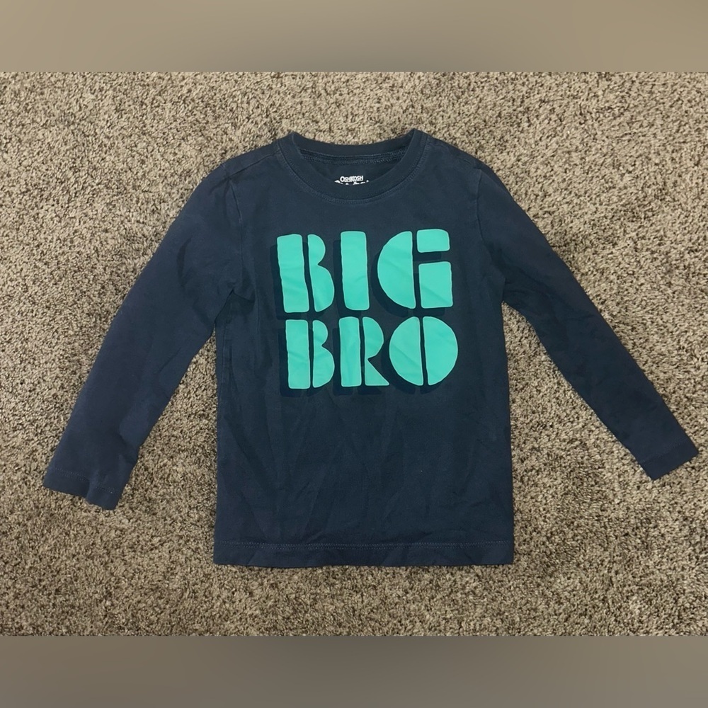 OshKosh B'gosh Navy and Teal Big Bro Long Sleeve Tee